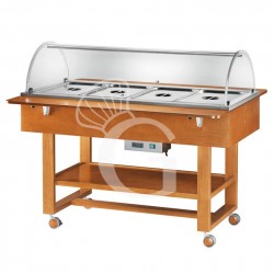 Buffetwagen/Thermowagen Bain-Marie, 4 GN 1/1 Behälter, +30°/+90°C, B 1480 mm x T 1120 mm x H 1250 mm