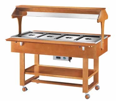 Buffetwagen/Thermowagen Bain-Marie, 4 GN 1/1 Behälter, +30°/+90°C, B 1480 mm x T 1120 mm x H 1410 mm
