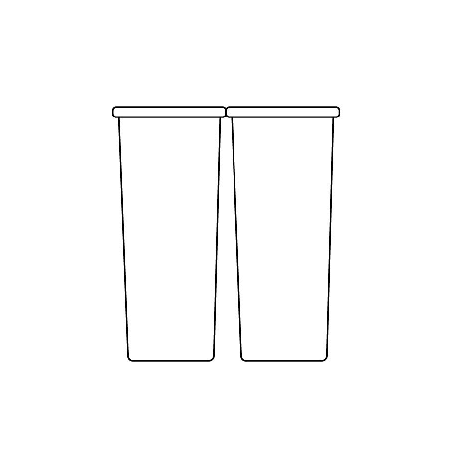 Mülltrennsystem, Mülltrennung mit 2 Fächern, je 35 L