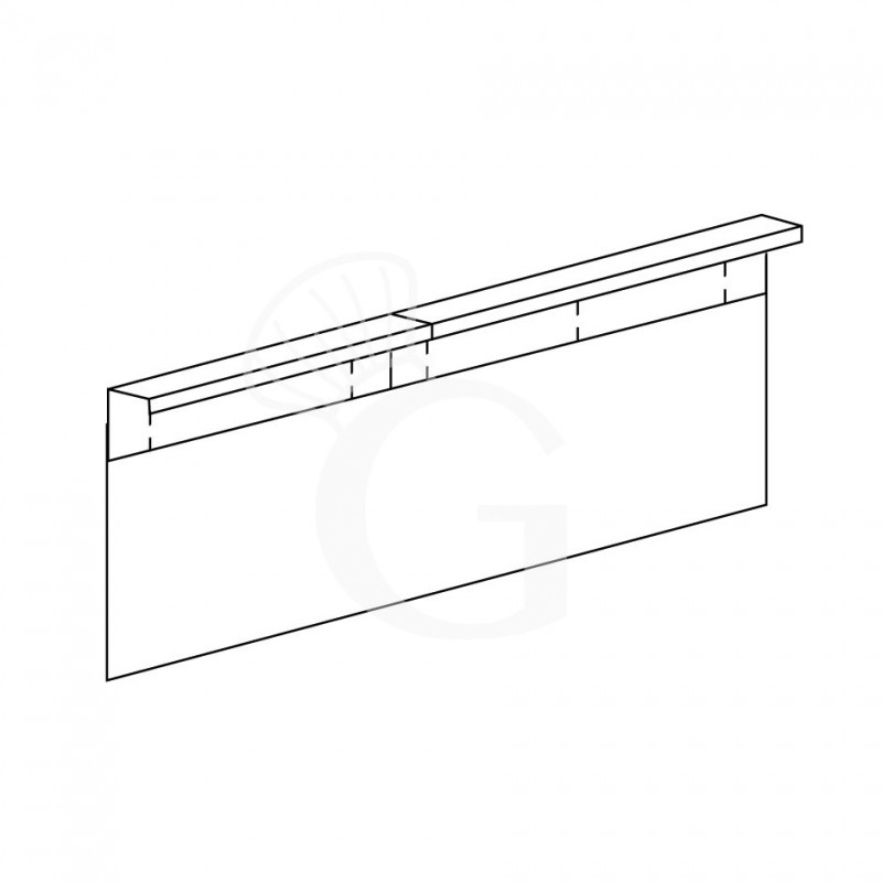 Thekenrückwand aus schwarzem Melamin mit Fachboden (T 220 mm) aus schwarzem, epoxidpulverbeschichtetem Blech, für Insellösungen