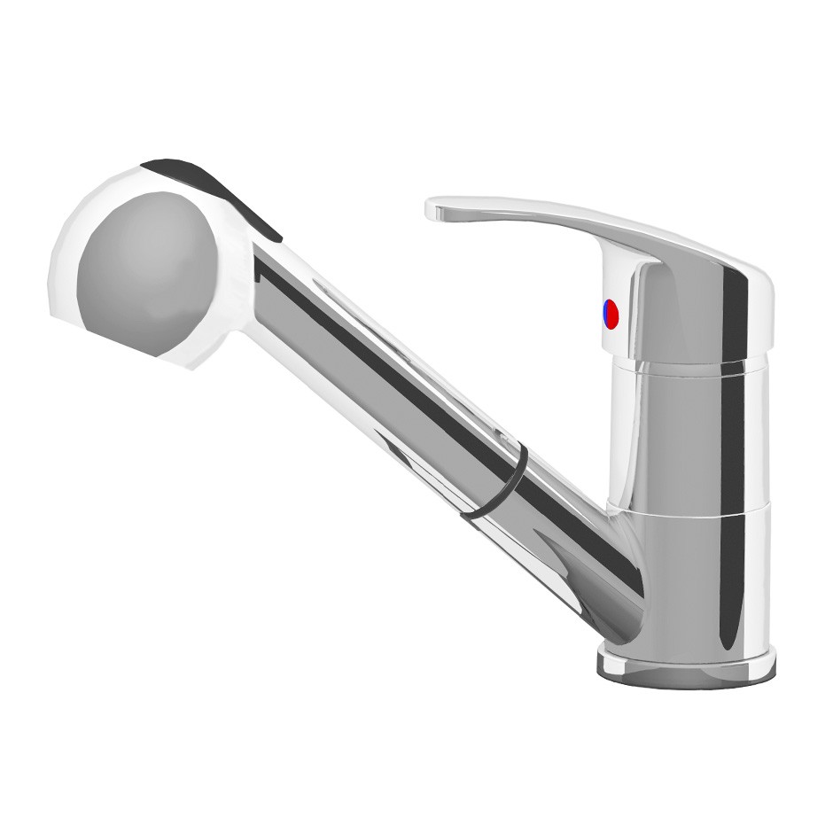 Einloch, Mischbatterie, Einhebelmischer, ausziehbare Brause, kurzer Hebel