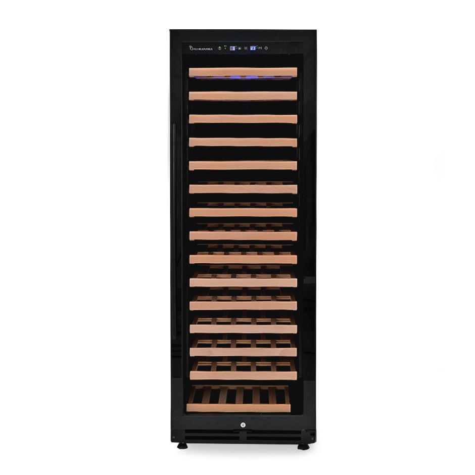 Einbau-Weinkühlschrank (420 L), 1 Kühlzone, 15 Fächer, 155 Flaschen, +5°C/+22°C, Umluftkühlung