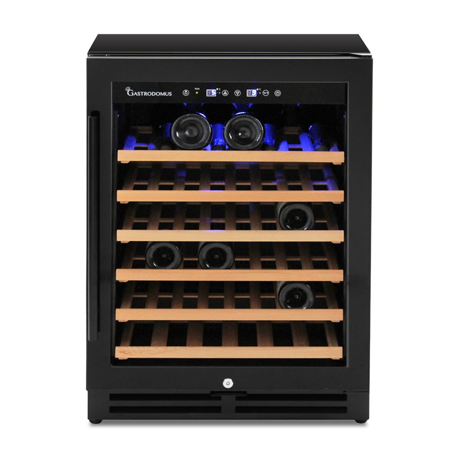 Einbau-Weinkühlschrank (150 L), 1 Kühlzone, 6 Fächer, 46 Flaschen, +5°C/+22°C, Umluftkühlung