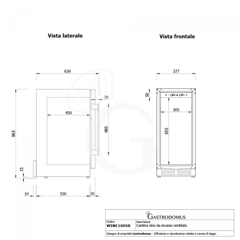 Einbau-Weinkühlschrank (100 L), 1 Kühlzone, 6 Fächer, 30 Flaschen, +5°C/+22°C, Umluftkühlung, Glastür mit Edelstahlumrandung