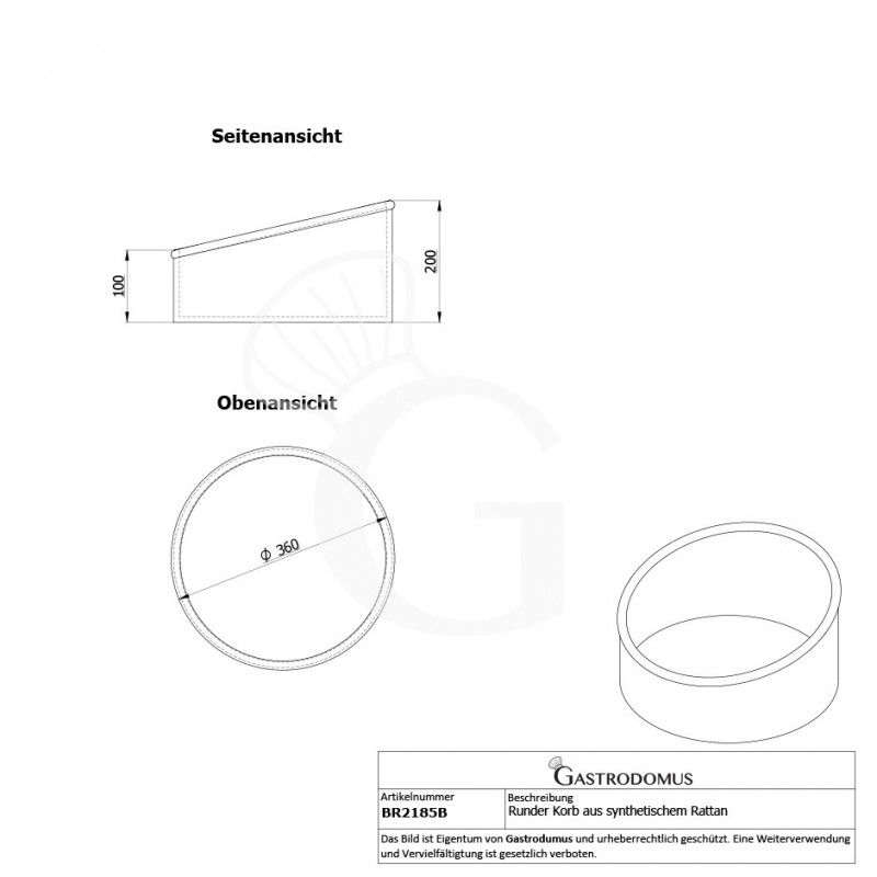 Korb, rund, synthetischer Rattan, braun, Ø 360 mm, H 100/200 mm