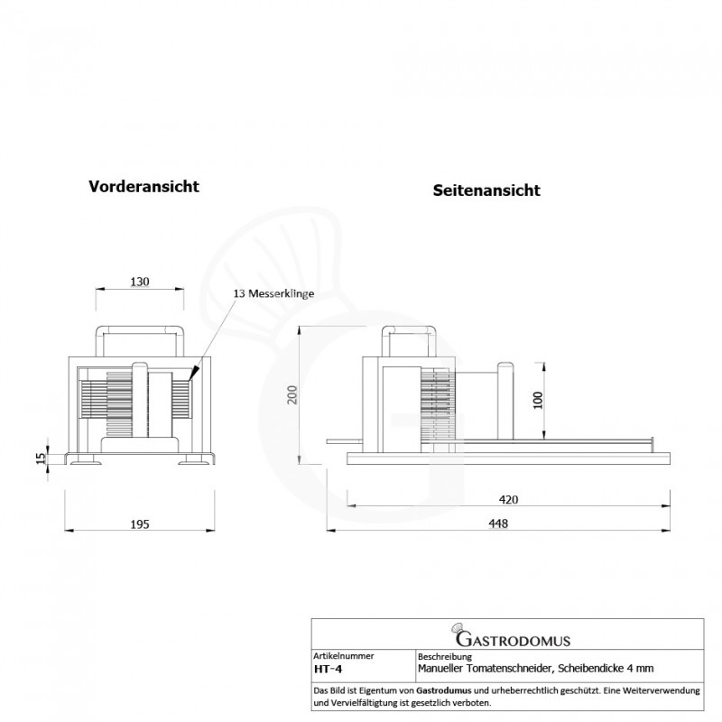 Tomatenschneider, manuell, Schnittstärke 4 mm