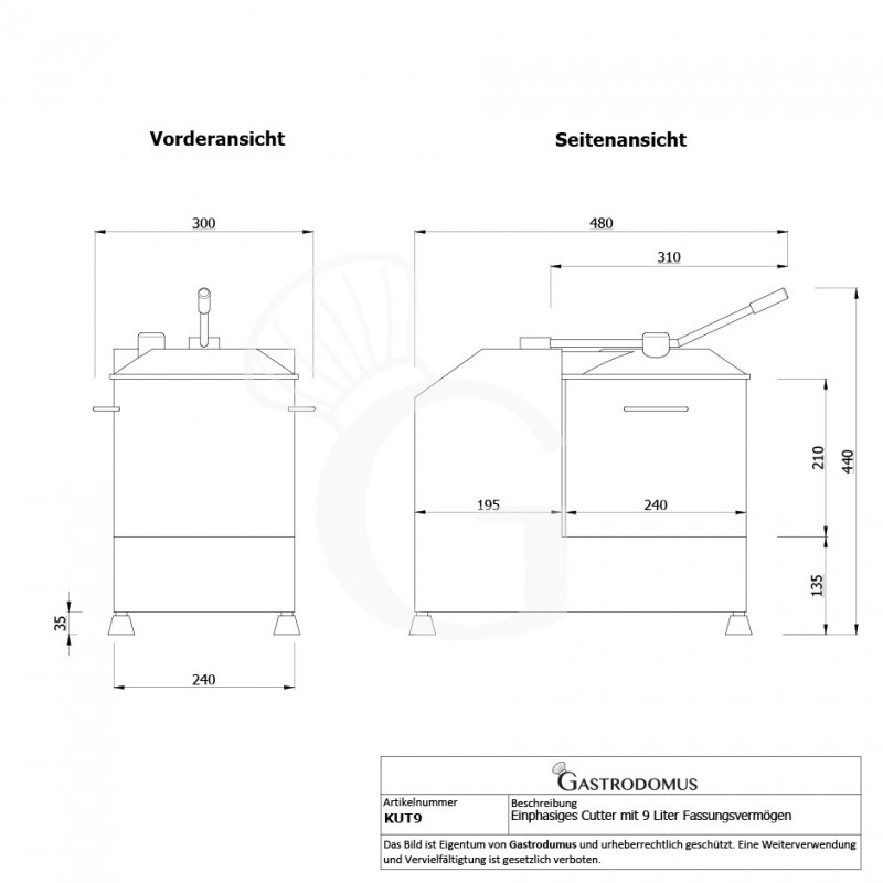 copy of Cutter monofase con capacità vasca 5 LT e potenza 750 W
