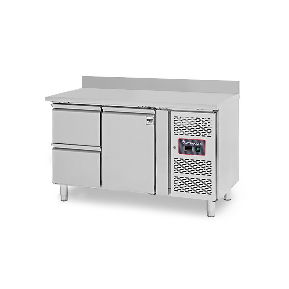 Kühltisch, 1-türig, 2 Schubladen, Tiefe 700 mm, -2°C/+8°C, Aufkantung