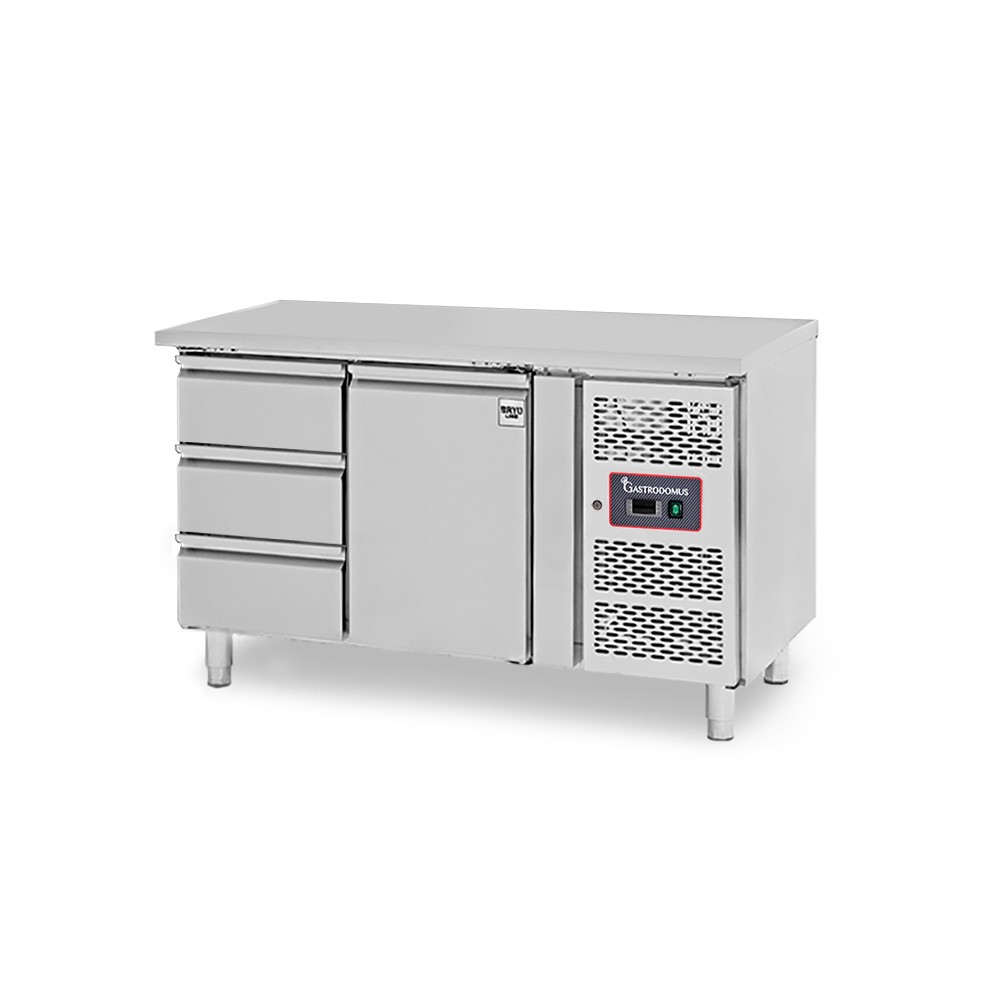 Kühltisch, 1 Tür, 3 Schubladen, Tiefe 700 mm, -2°C/+8°C