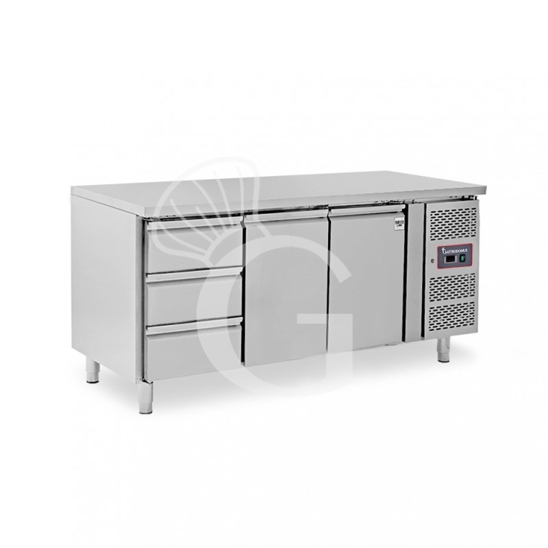 Kühltisch, 2 Türen, 3 Schubladen, Tiefe 700 mm, -2°C/+8°C