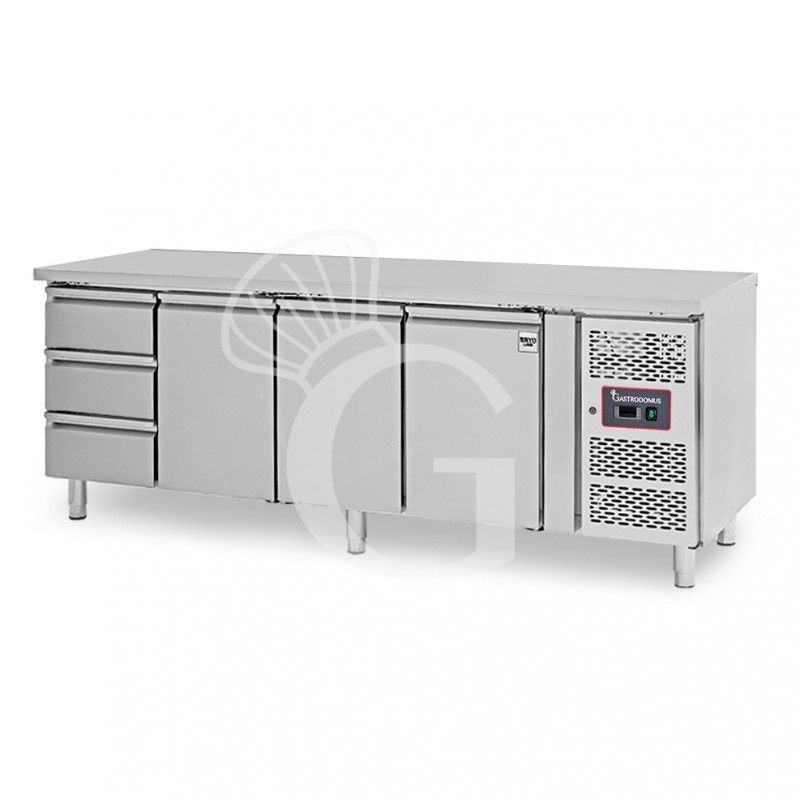 Kühltisch, 3 Türen, 3 Schubladen, Tiefe 700 mm, -2°C/+8°C