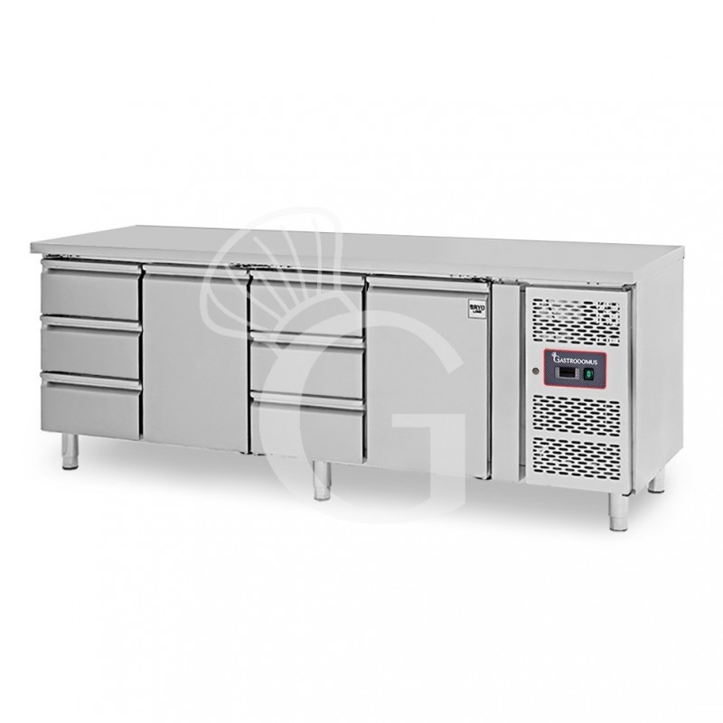 Kühltisch, 2 Türen, 6 Schubladen, Tiefe 700 mm, -2°C/+8°C