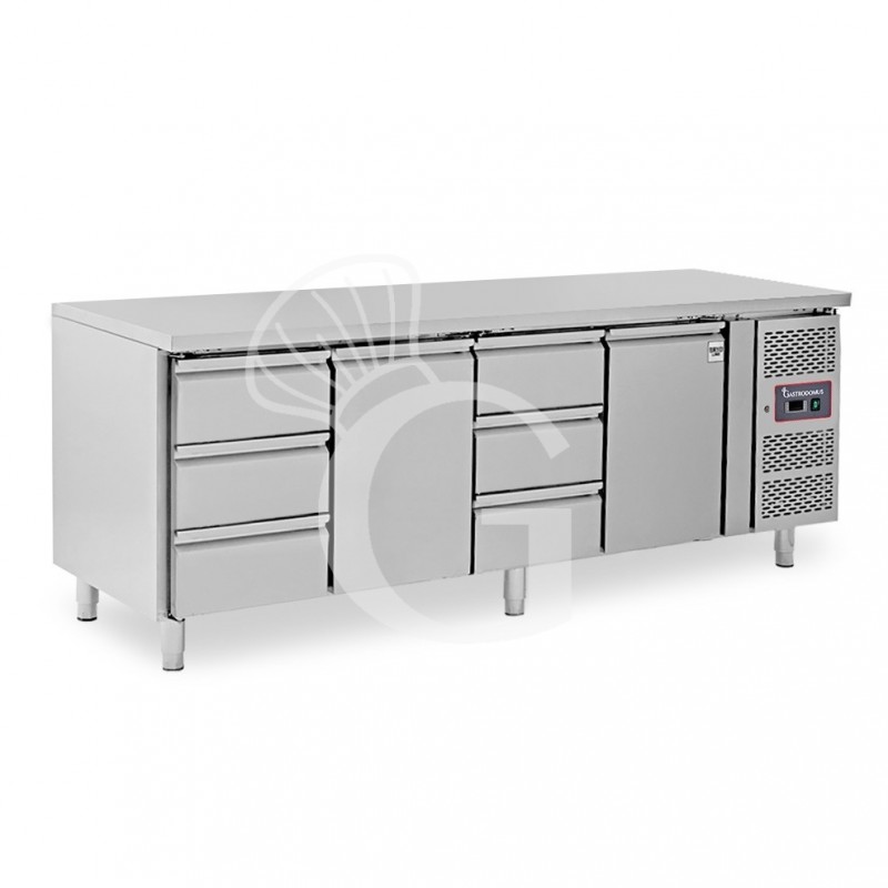 Kühltisch, 2 Türen, 6 Schubladen, Tiefe 700 mm, -2°C/+8°C