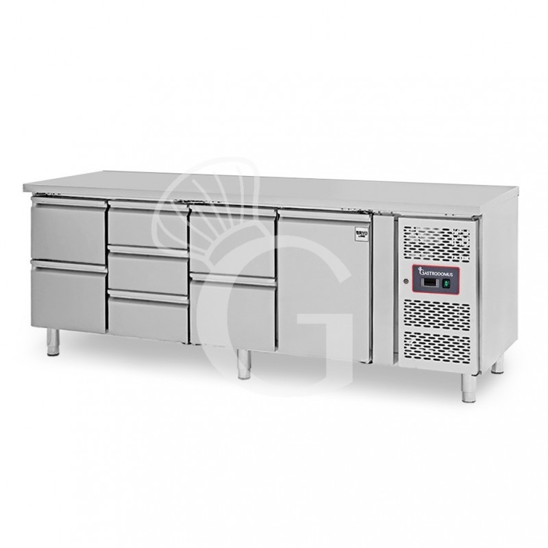 Kühltisch, 1 Tür, 7 Schubladen, Tiefe 700 mm, -2°C/+8°C