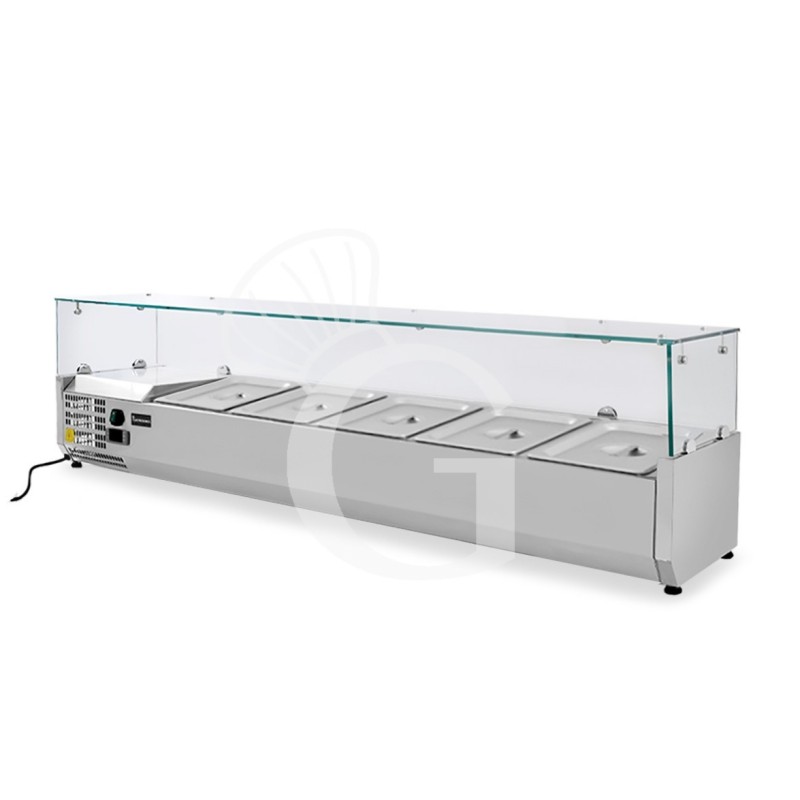 copy of Vetrinetta refrigerata per pizzeria, lunghezza 120 cm, predisposta per 5 bacinelle GN1/4