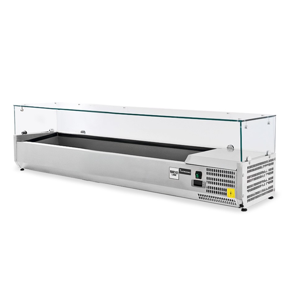 Pizza-Kühlaufsatzvitrine, Länge 1200 mm, für 3 GN1/3 Behälter + 1 GN1/2 Behälter