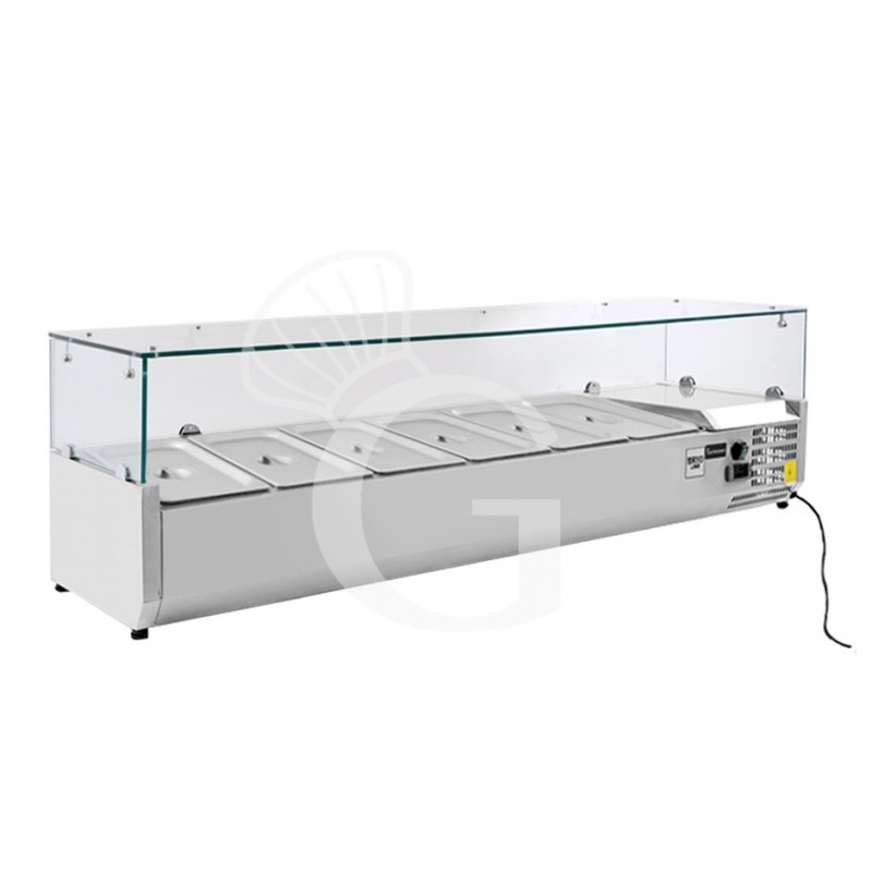 Pizza-Kühlaufsatzvitrine, Länge 1400 mm, für 6 GN1/4 Behälter