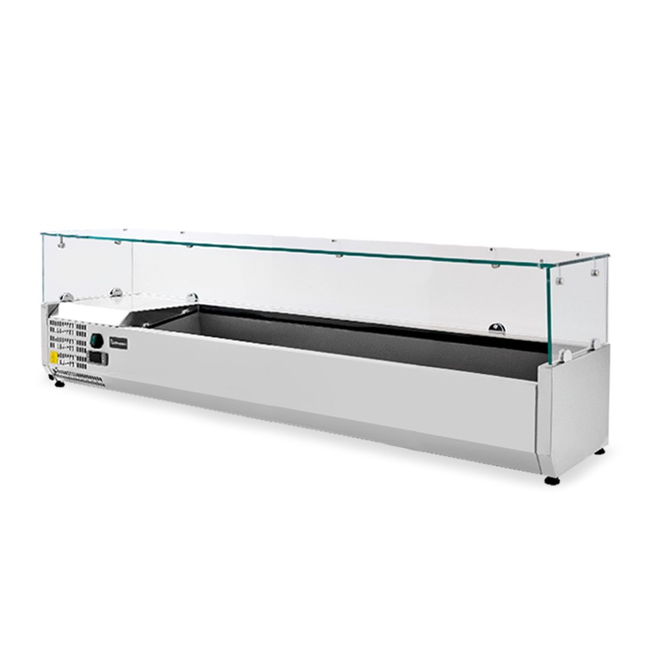 Pizza-Kühlaufsatzvitrine, Motor (links), Länge 1400 mm, für 6 Behälter GN1/4