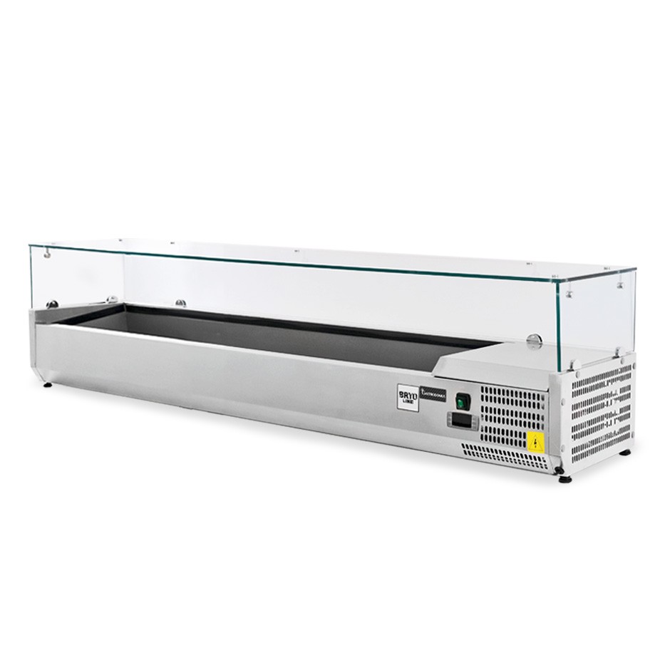 Pizza-Kühlaufsatzvitrine, Länge 1400 mm, für 4 Behälter GN1/3 + 1 Behälter GN1/2