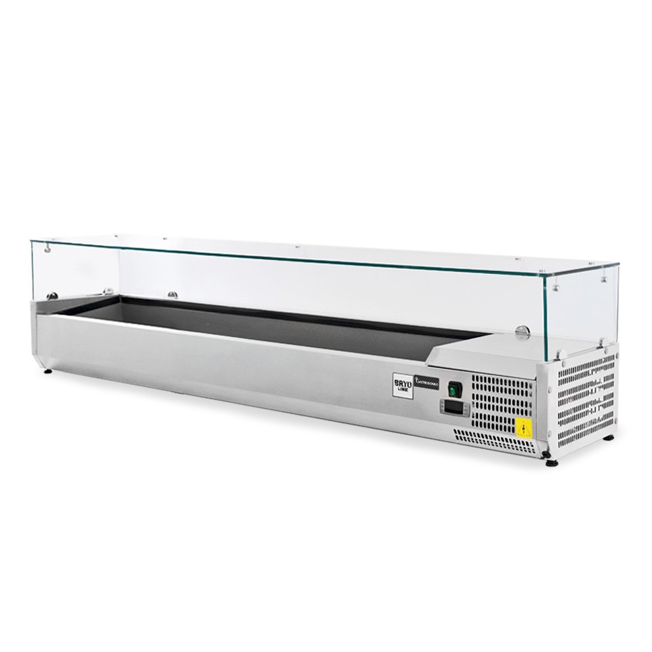 Pizza-Kühlaufsatzvitrine, Länge 1500 mm, für 5 Behälter GN1/3 + 1 Behälter GN1/2