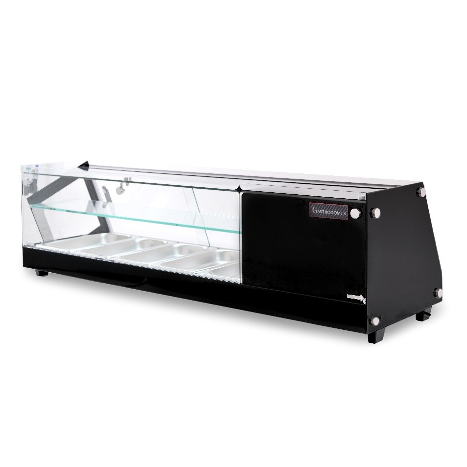 Tapas-Kühlvitrine für 5 x GN1/3 Behälter, 160 Watt, B 1295 mm x T 395 mm x H 375 mm
