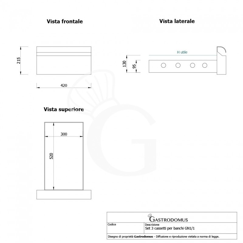 copy of Tavolo refrigerato - 3 porte e 3 cassetti - alzatina - Prof. 700 -2°C/+8°C