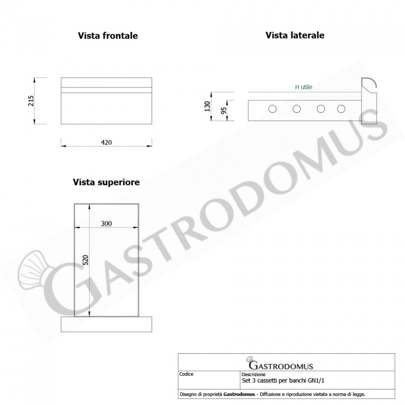 copy of Tavolo refrigerato - 2 porte e 6 cassetti - alzatina - Prof. 700 -2°C/+8°C