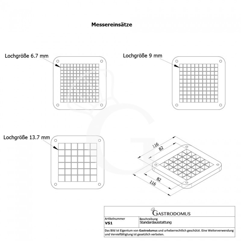 Obst- und Gemüseschneider / Kartoffelschneider, manuell, für Gemüsesticks, B 220 mm x T 175 mm x H 675 mm