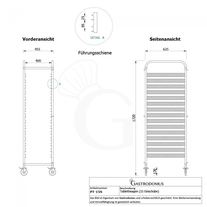 BLECHHALTER FÜR 15 ST. (600X400 MM), B 455 MM X T 625 MM X H 1720 MM