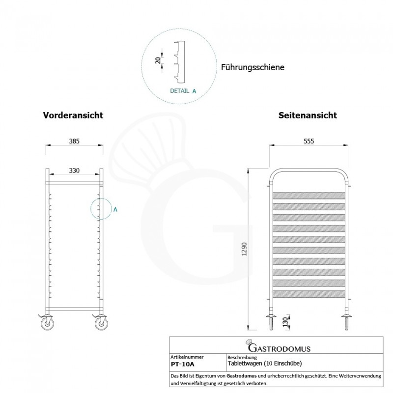 Gastronormwagen, 10 GN 1/1 Bleche, B 385 mm x T 555 mm x H 1290 mm