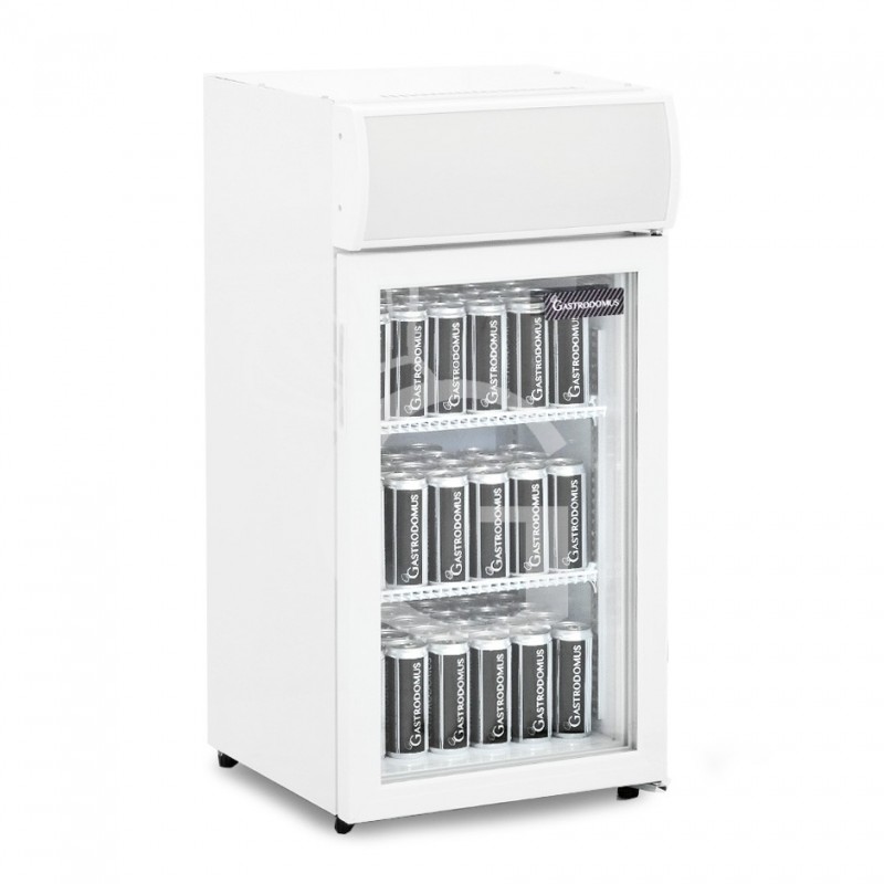 Weißer Mini-Getränkekühlschrank (60 L), Umluftkühlung, Temperatur 0°C/+10°C, Flügeltür