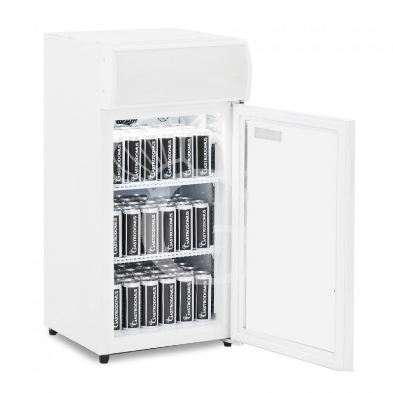 Weißer Mini-Getränkekühlschrank (60 L), Umluftkühlung, Temperatur 0°C/+10°C, Flügeltür