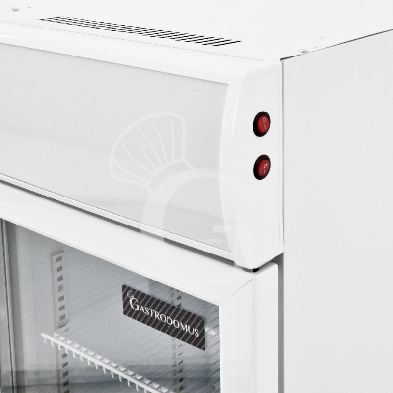 Weißer Mini-Getränkekühlschrank (60 L), Umluftkühlung, Temperatur 0°C/+10°C, Flügeltür
