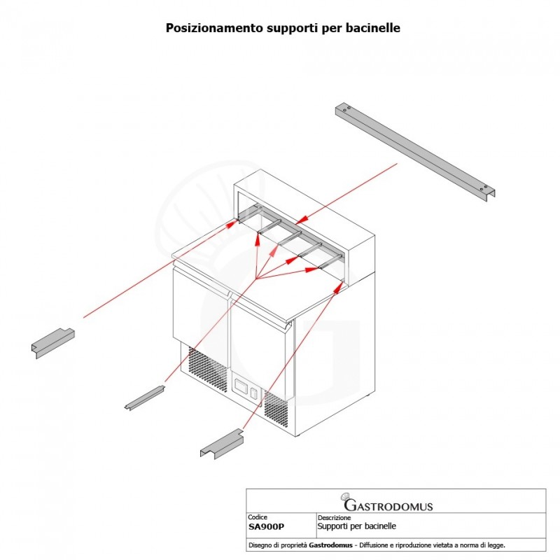 Pizzakühltisch / Saladette, statisch, 2 Türen, Temperatur +2°C/+8°C, Arbeitsplatte aus Granit