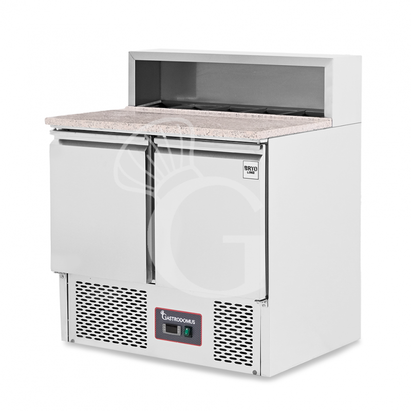 Pizzakühltisch / Saladette, statisch, 2 Türen, Temperatur +2°C/+8°C, Arbeitsplatte aus Granit