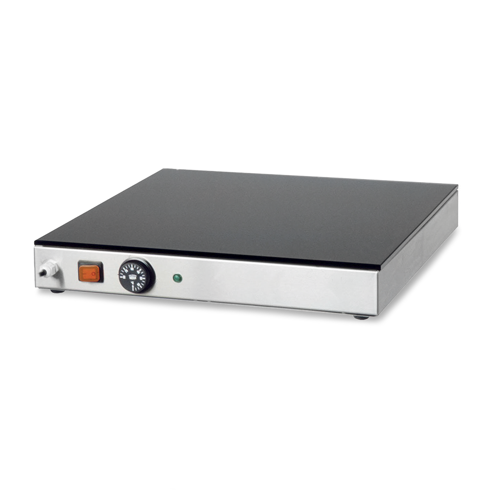 Warmhalteplatte, gehärtetes Glas, Edelstahl, B 600 mm x T 400 mm x H 70 mm