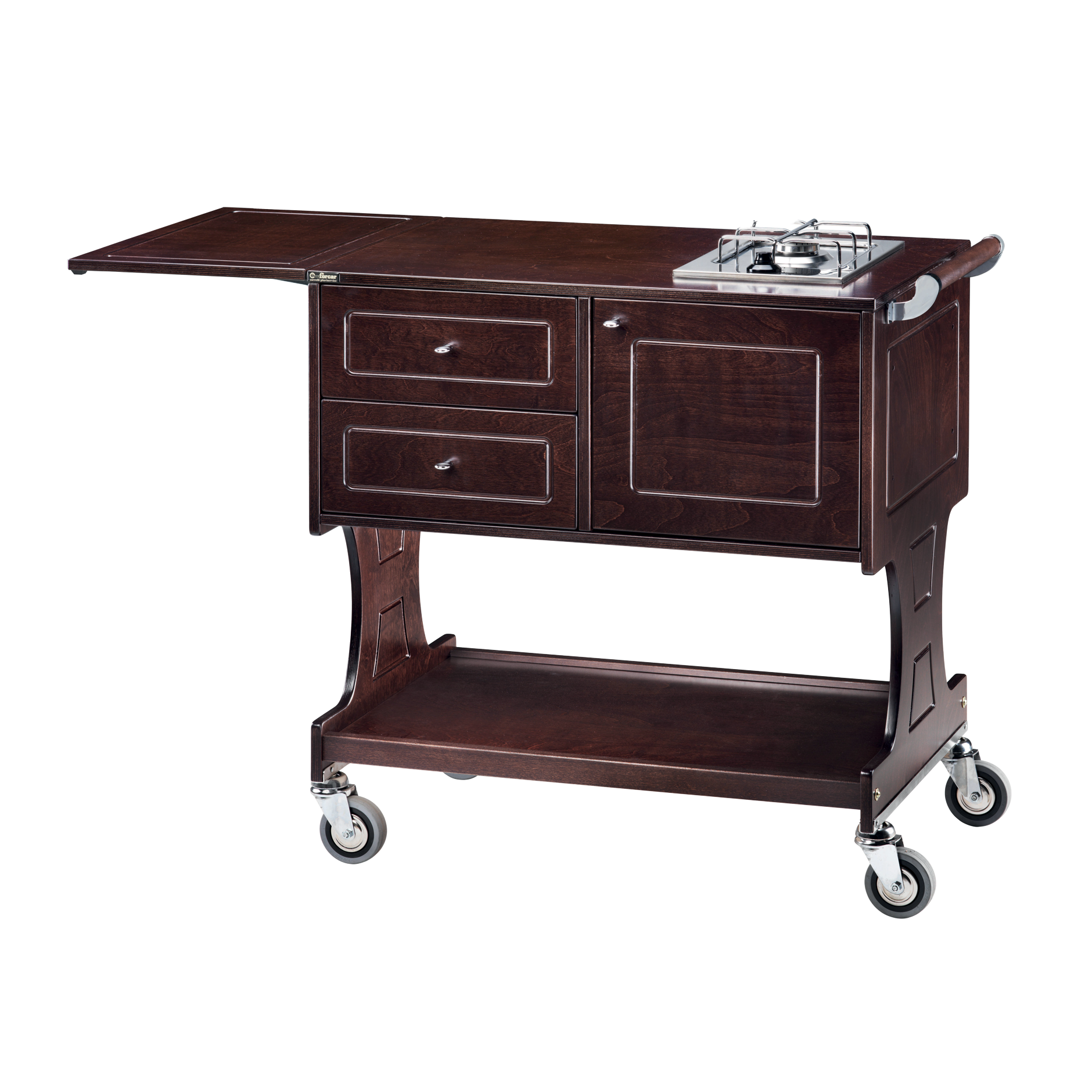 Flambierwagen, 1 Kochstelle mit 2 Kochplatten, B 1450 mm x T 580 mm x H 910 mm