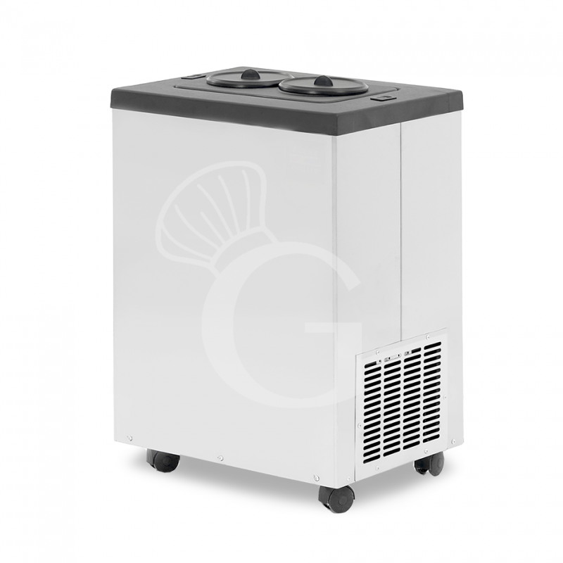 Elektrischer Weinkühler/Schnellkühler, Tischgerät, für 2 Flaschen, B 500 mm x T 370 mm x H 720 mm, mit Räder