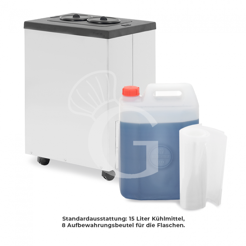 Elektrischer Weinkühler/Schnellkühler, Tischgerät, für 2 Flaschen, B 500 mm x T 370 mm x H 720 mm, mit Räder