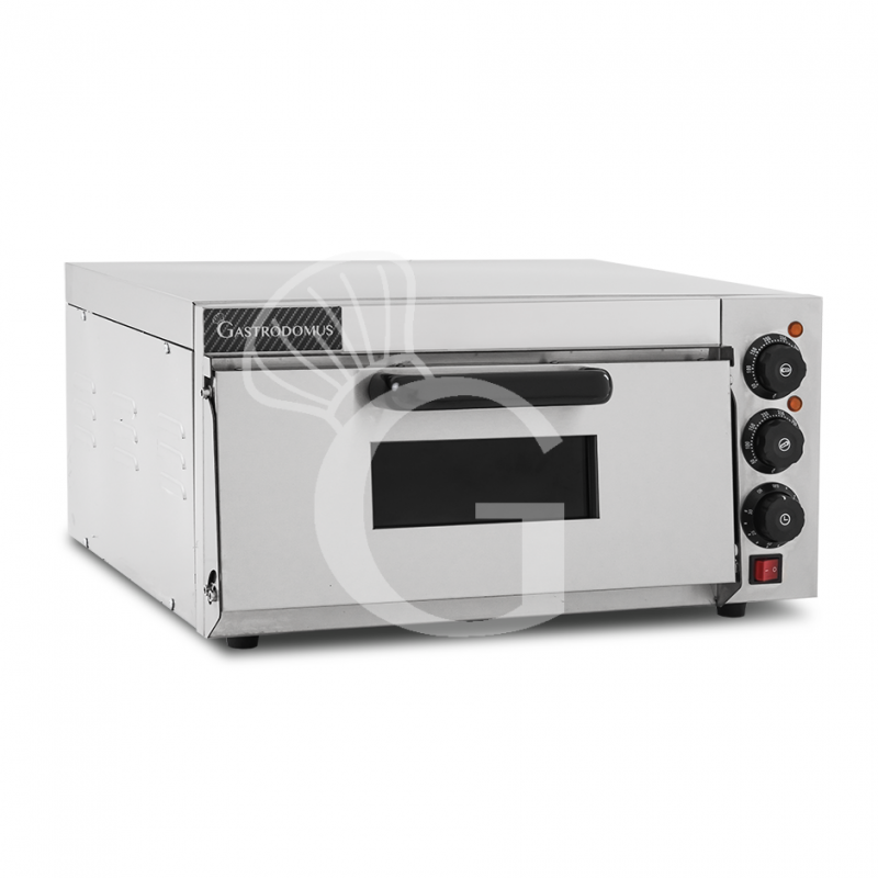 Elektro-Pizzaofen, 1 Backkammer, für 1 Pizza (Ø 320 mm), mechanische Steuerung, 350 °C, 2 kW