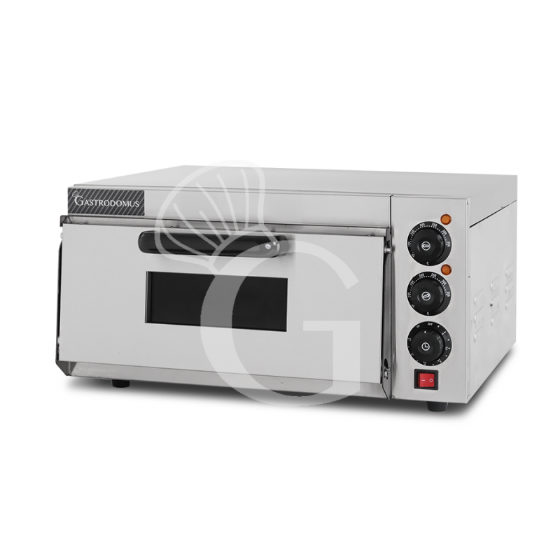 Elektro-Pizzaofen, 1 Backkammer, für 1 Pizza (Ø 320 mm), mechanische Kontrolle, 350 °C, 2 kW