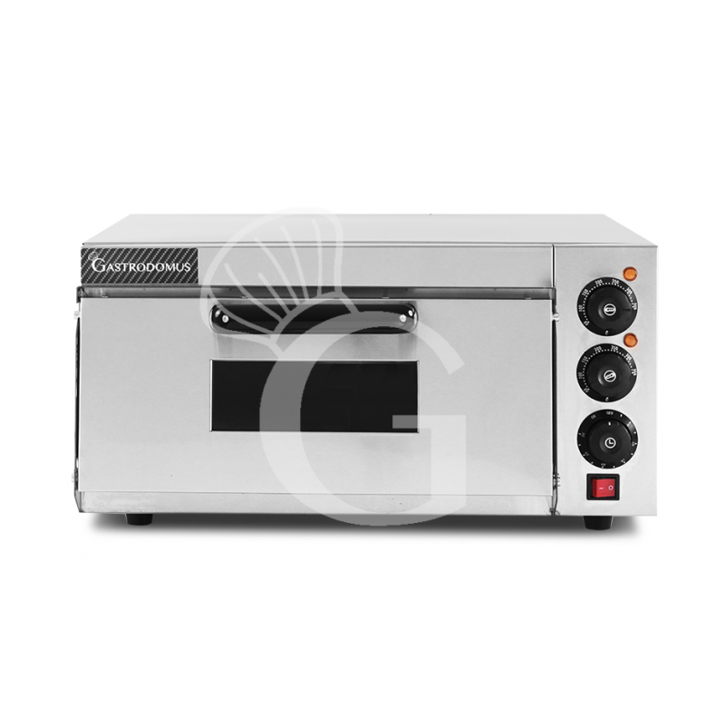 Elektro-Pizzaofen, 1 Backkammer, für 1 Pizza (Ø 320 mm), mechanische Kontrolle, 350 °C, 2 kW