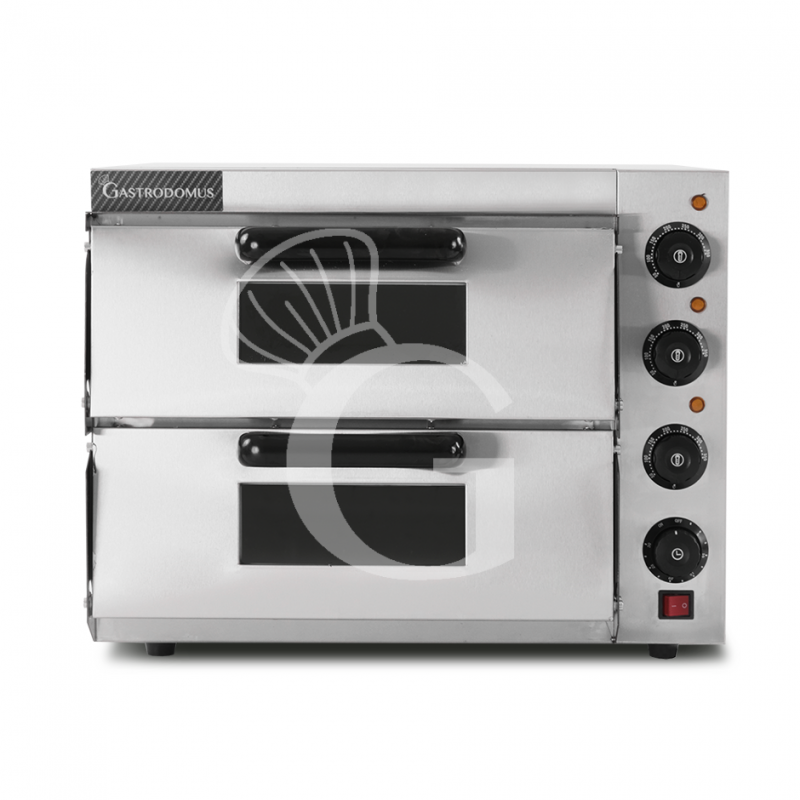 Elektro-Pizzaofen, 2 Backkammern, für 1 Pizza (Ø 320 mm), mechanische Kontrolle, 350 °C, 3 kW