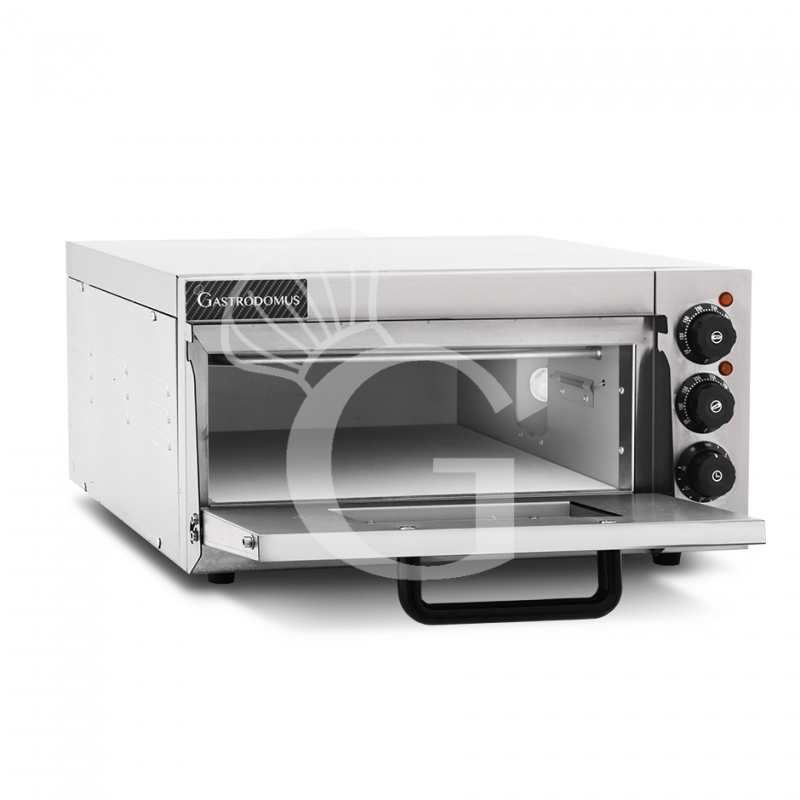 Elektro-Pizzaofen, 1 Backkammer, für 1 Pizza (Ø 320 mm), mechanische Kontrolle, 350 °C, 2 kW