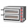 Elektro-Pizzaofen, 2 Backkammern, für 2 Pizza (Ø 320 mm), mechanische Steuerung, 320°C, 2,4 KW, Glastür, Innenbeleuchtung
