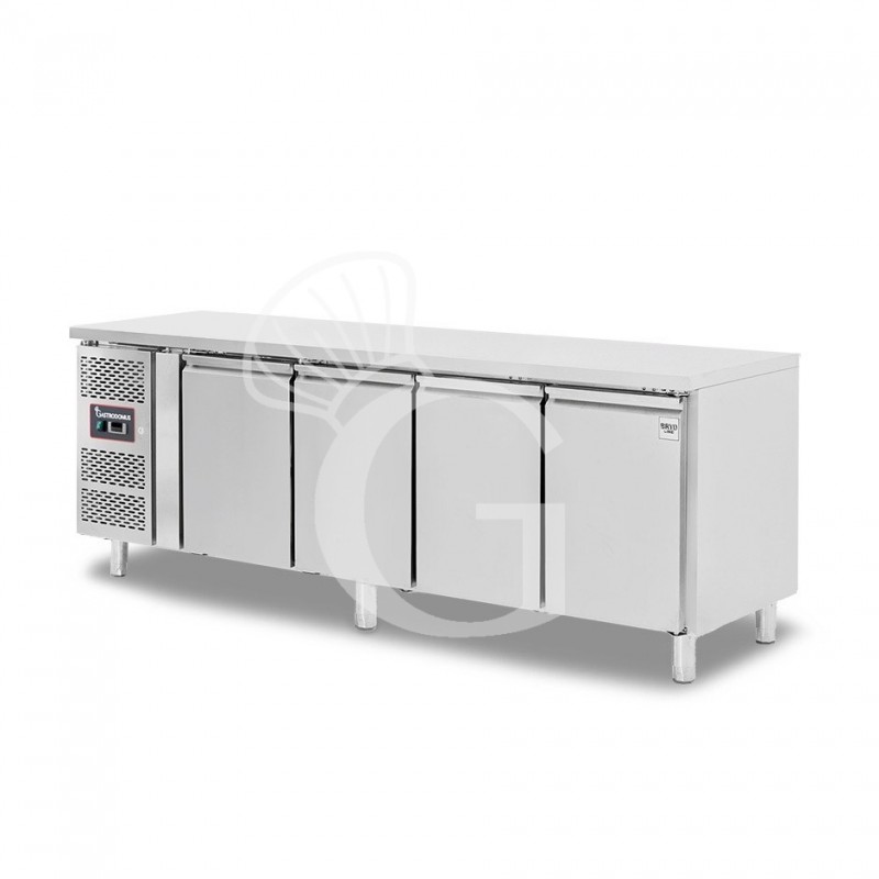 Kühltisch, 4-türig, T 600 mm, +2°C/+8°C, Motor links, Energieklasse E