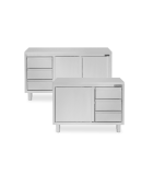 Tisch mit Schiebetüren und Schubladen Tiefe 600